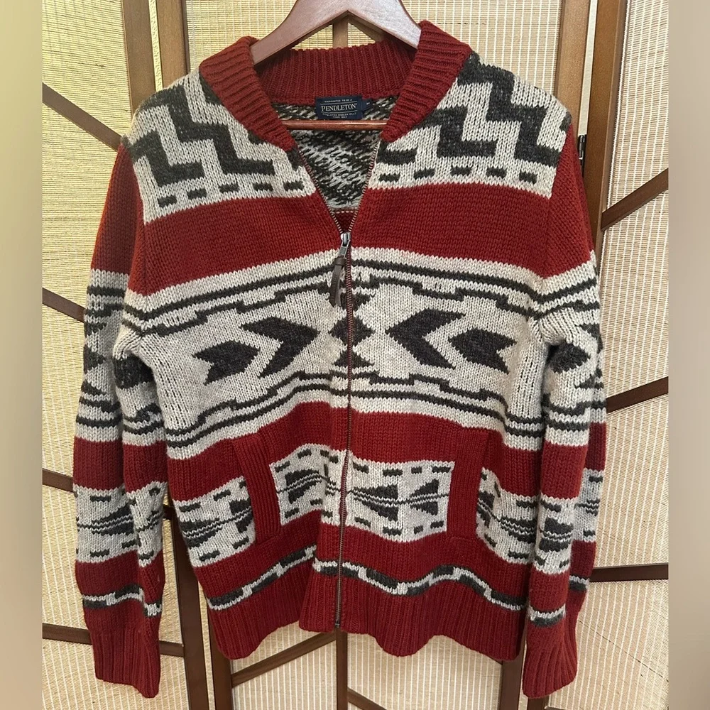 Pendleton Women’s Graphic Shetland Zip Cardigan - Picture 1 of 7